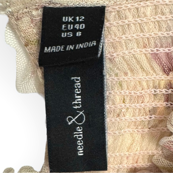 NEEDLE & THREAD Think Of Me Sequined Shirred Floral-Print Tulle Mini, Size 8 - Picture 16 of 16